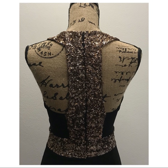 DRESS THE POPULATION SEQUIN PLUNGING BODYCON DRESS - Picture 6 of 8